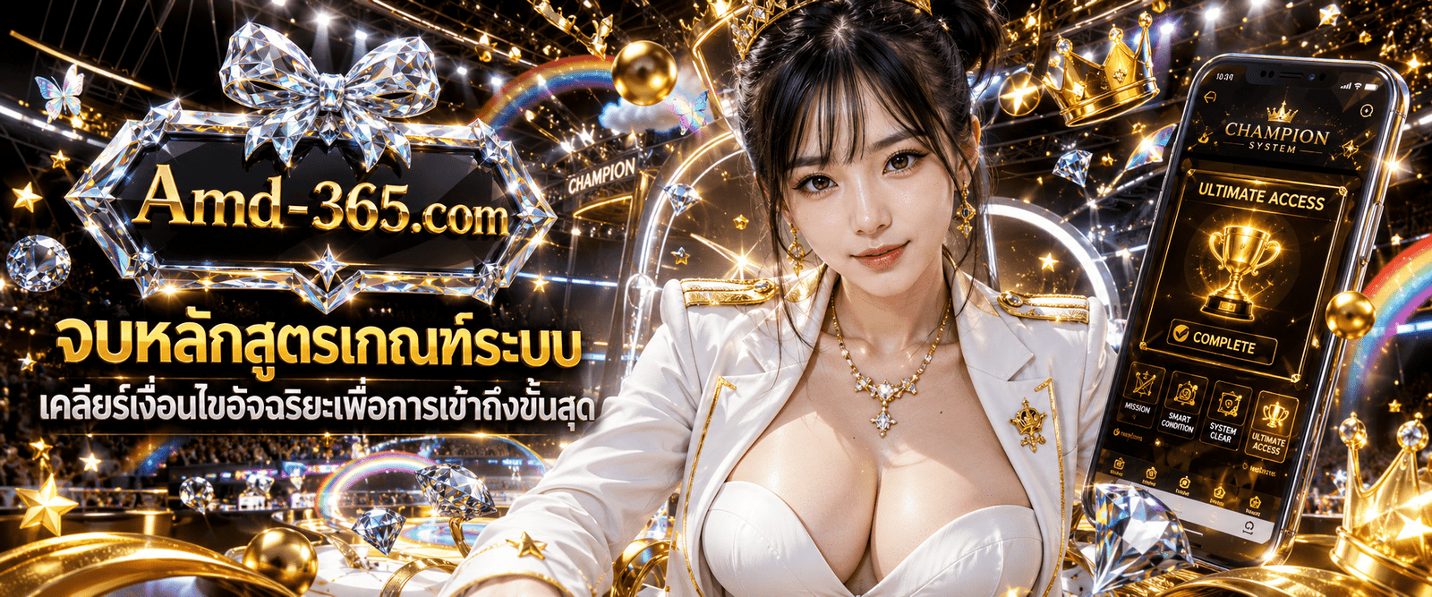แบนเนอร์ระบบจบหลักสูตรเกณฑ์ระบบ แนะนำคู่มือเคลียร์เงื่อนไขอัจฉริยะและระบบประมวลผลระดับแชมเปียน กับ AMD365